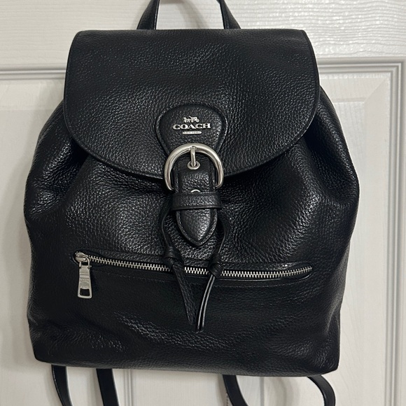 Coach Kleo Black Leather Backpack with Silver Hardware - Picture 1 of 9